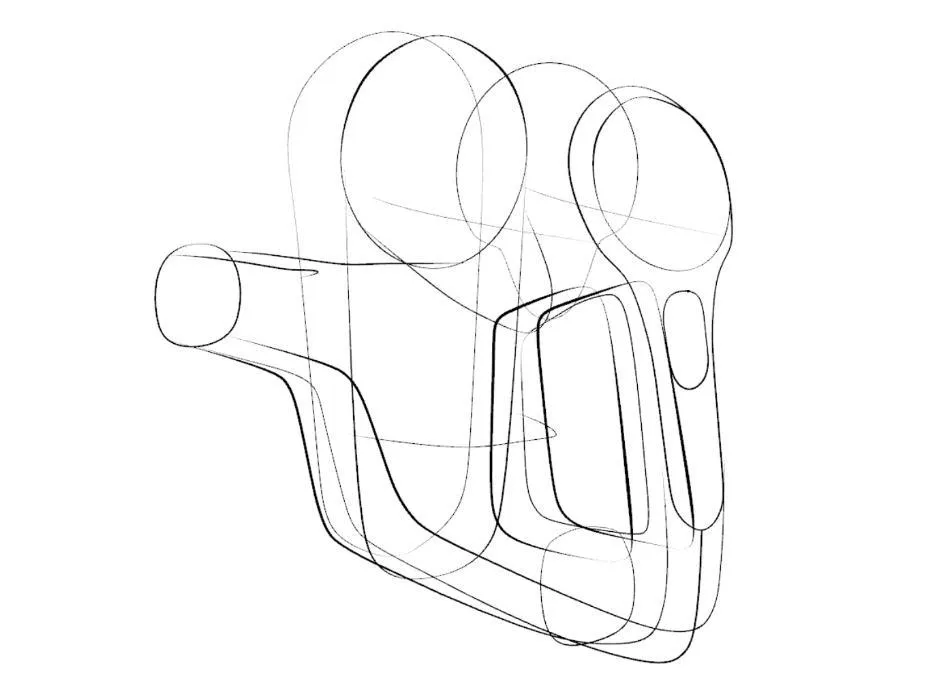 Gravity Sketch line drawing of the handheld unit