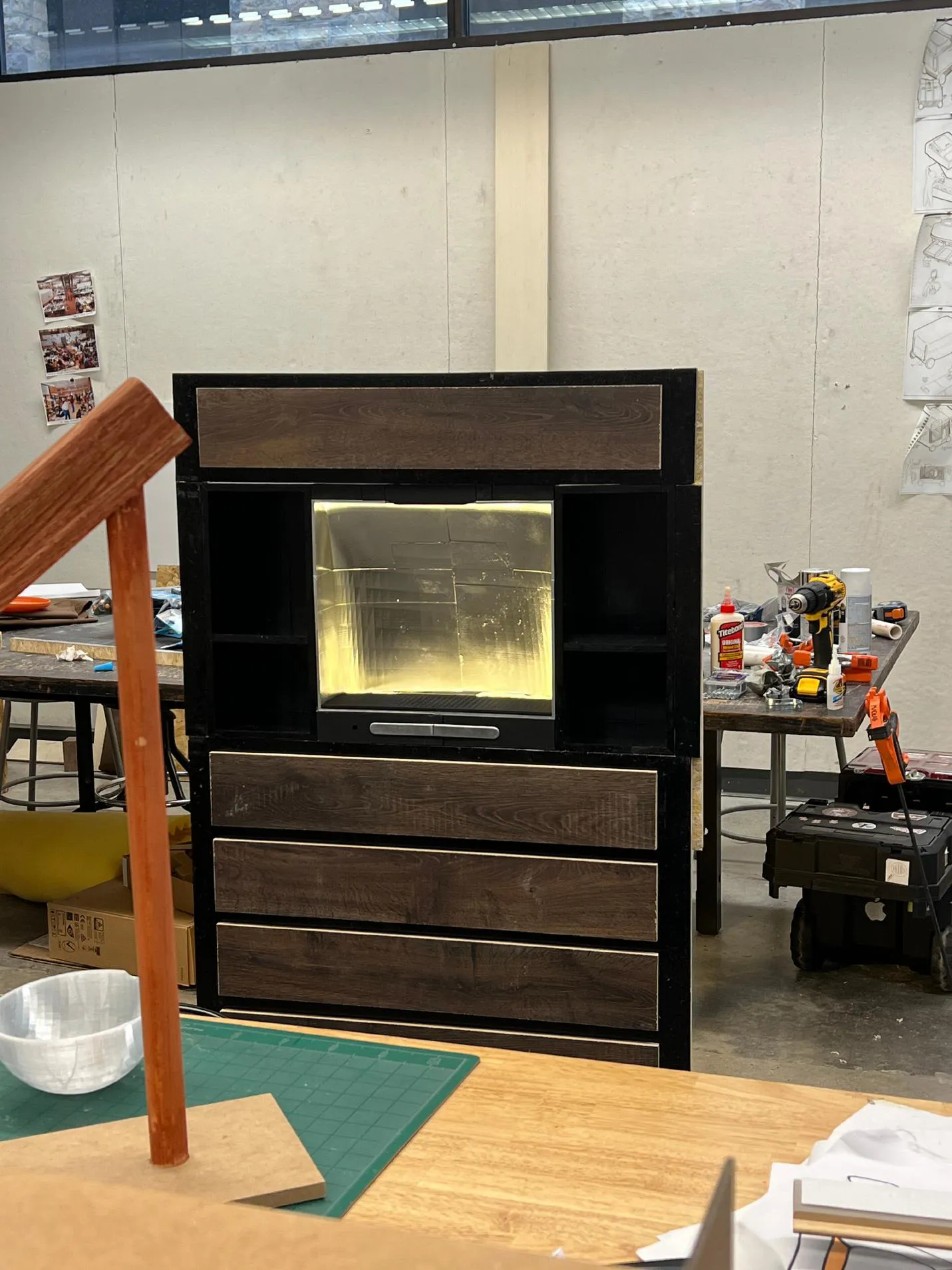 The prototype cabinet placed in a room