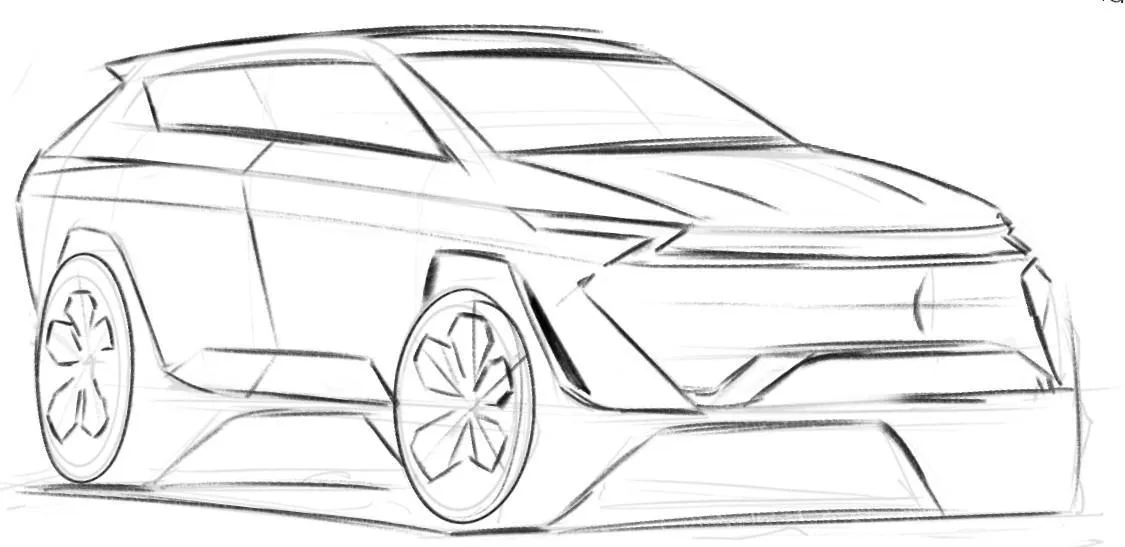 Rough line sketch of the SUV